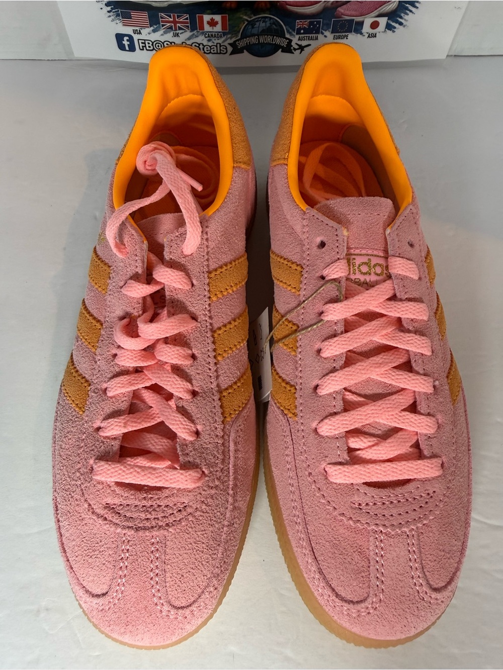 adidas pink and orange Handball Spezial suede sneakers - Picture 3 of 5